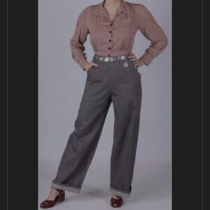 Freddies of Pinewood Grey 1940s Button Jeans